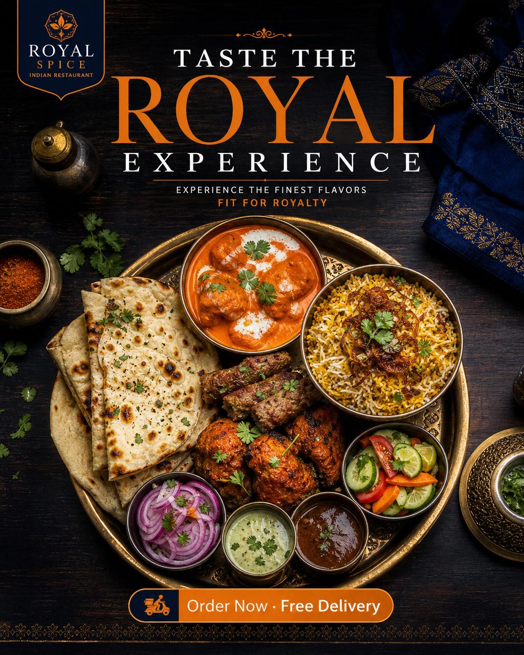 AI generated restaurant food post — Royal Spice